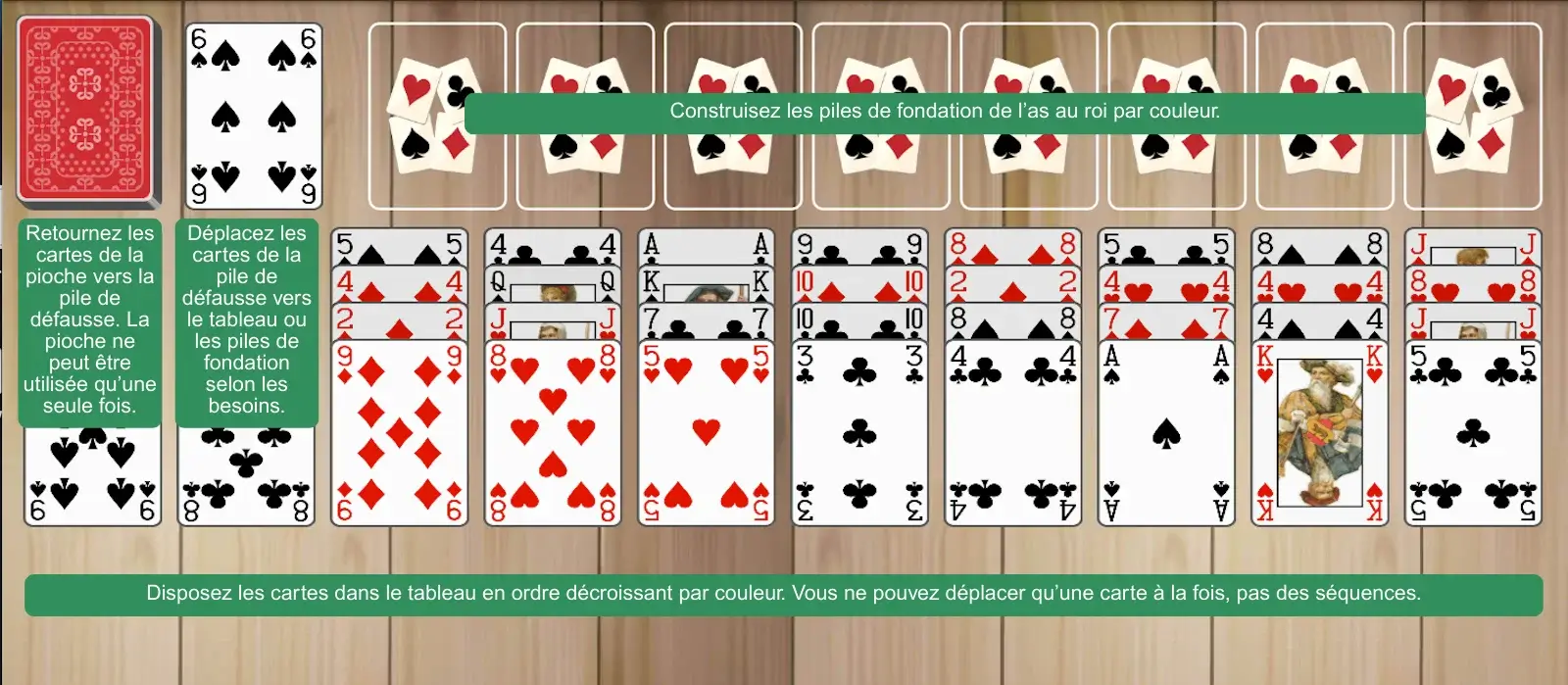 Zones de jeu du Solitaire Quarante Voleurs